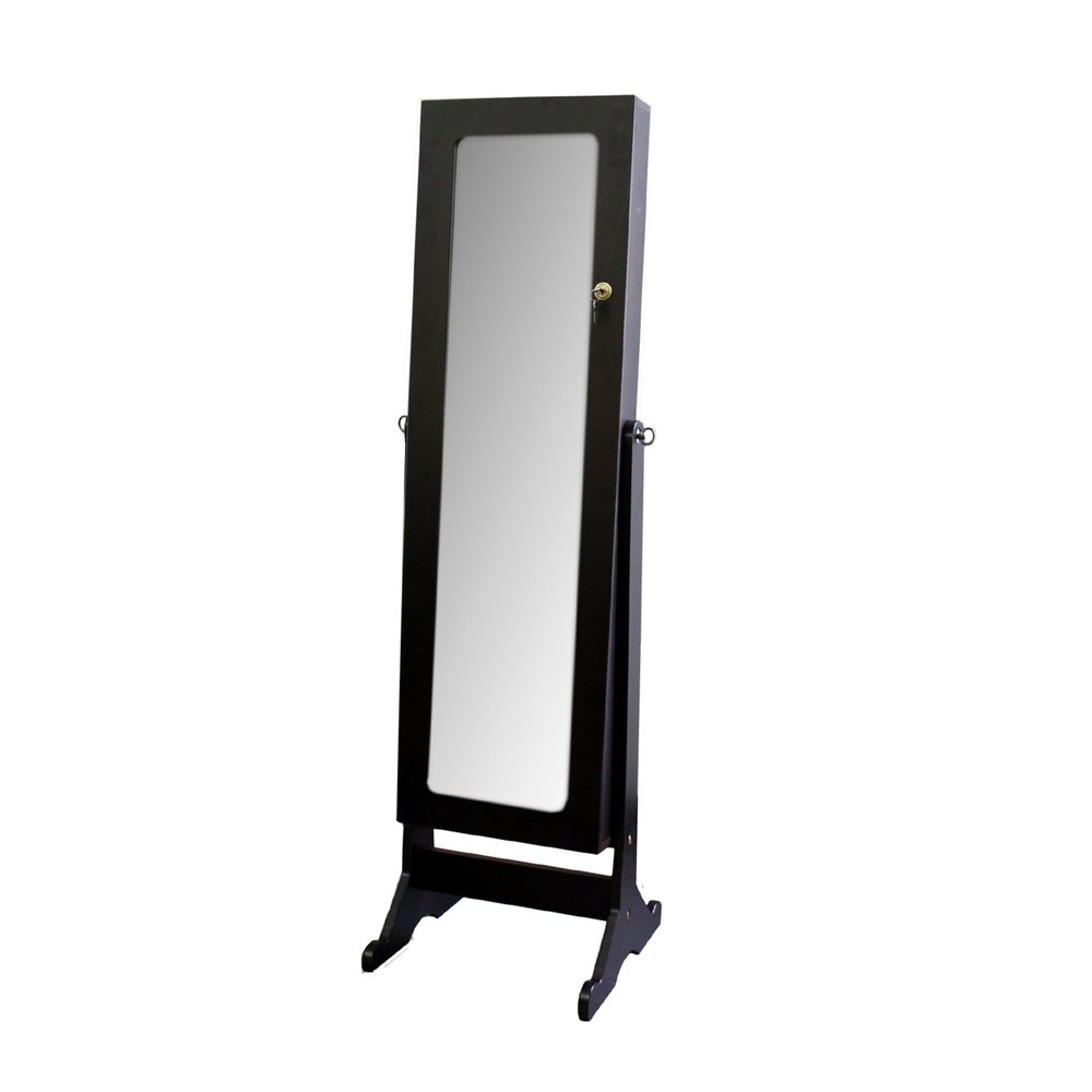 57" Brown Wood Freestanding Framed Cheval Mirror