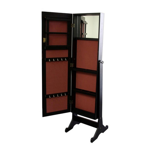 57" Brown Wood Freestanding Framed Cheval Mirror