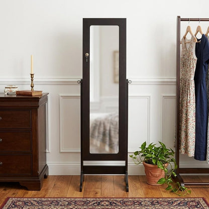 57" Brown Wood Freestanding Framed Cheval Mirror