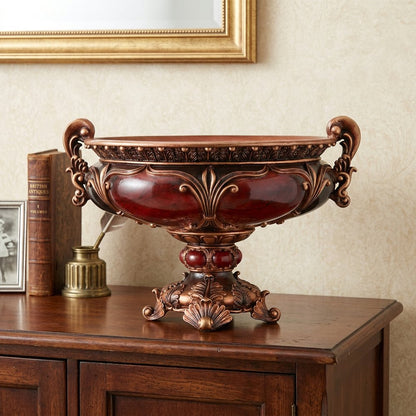 10" Brown And Gold Polyresin Decorative Bowl