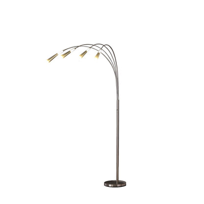 72" Silver Four Light LED Arc Floor Lamp With White