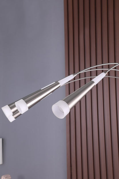 72" Silver Four Light LED Arc Floor Lamp With White