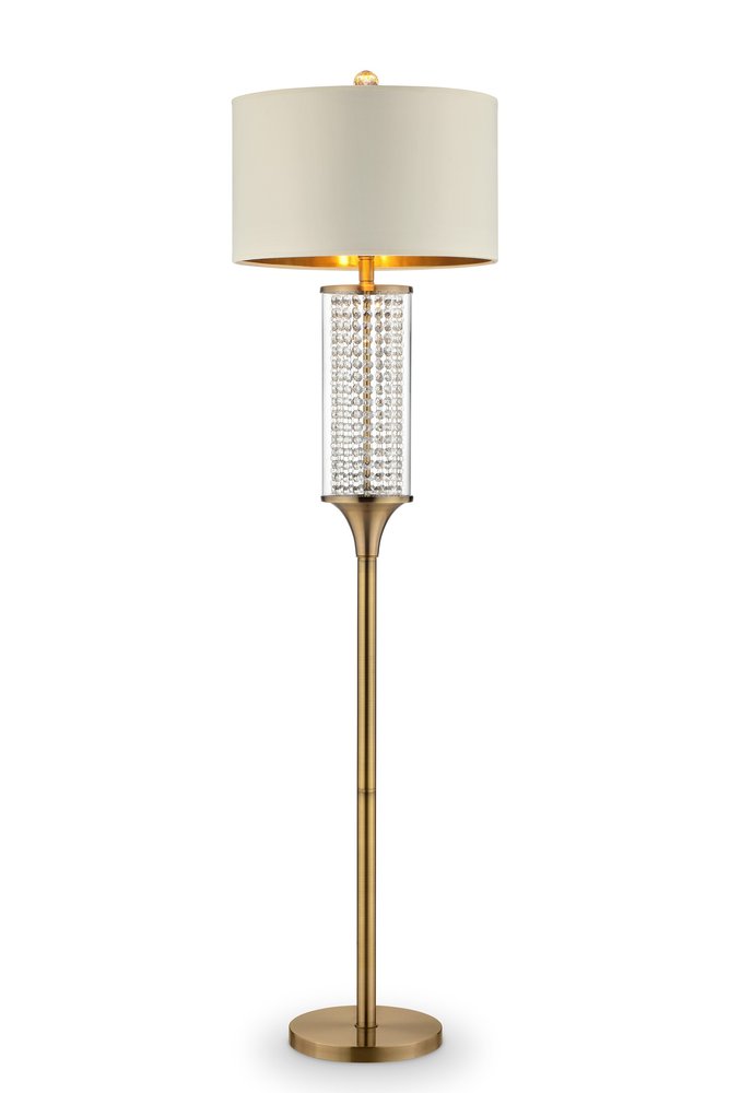 62" Gold Column Floor Lamp With Off White Metal Drum Shade