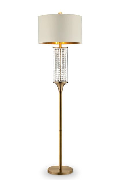 62" Gold Column Floor Lamp With Off White Metal Drum Shade