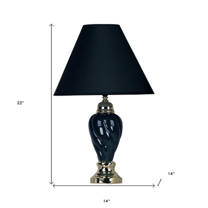 Gold and Navy Blue Table Lamp with Navy Blue Shade