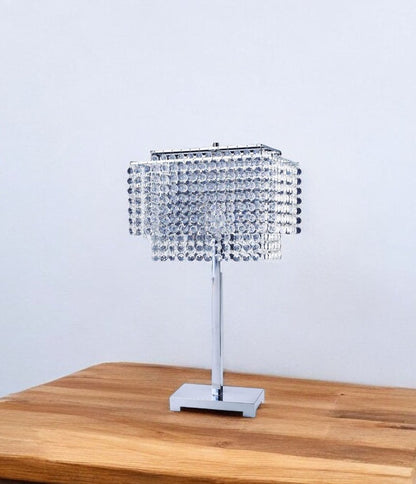 Bling Glam Faux Crystal Rectangular Table Lamp