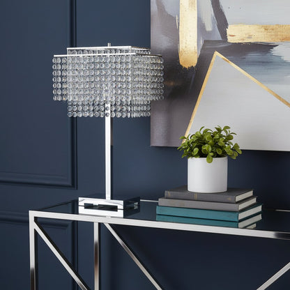 Bling Glam Faux Crystal Rectangular Table Lamp