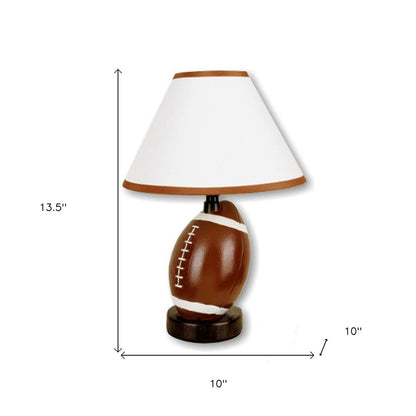 14" Brown Ceramic Novelty Bedside Lamp With Brown And White Empire Shade