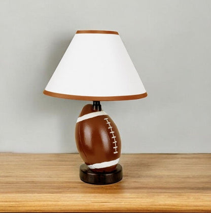 14" Brown Ceramic Novelty Bedside Lamp With Brown And White Empire Shade