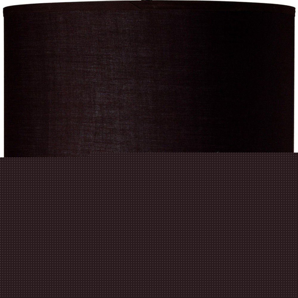 30" Black Polyresin Table Lamp With Brown Classic Drum Shade
