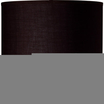 30" Black Polyresin Table Lamp With Brown Classic Drum Shade
