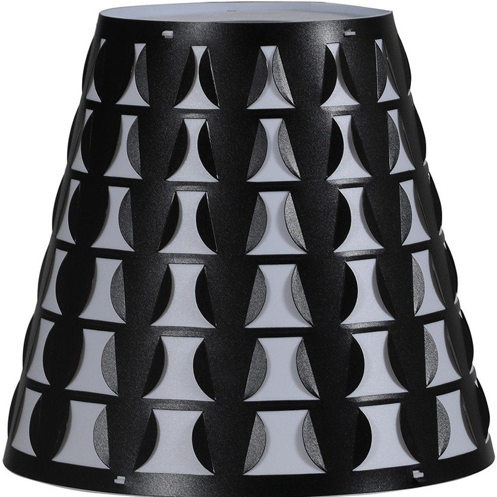 16" Black Bedside Table Lamp With Black And White Polka Dots Empire Shade