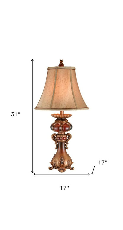 Antique Inspired Table Lamp with Linen Lamp Shade