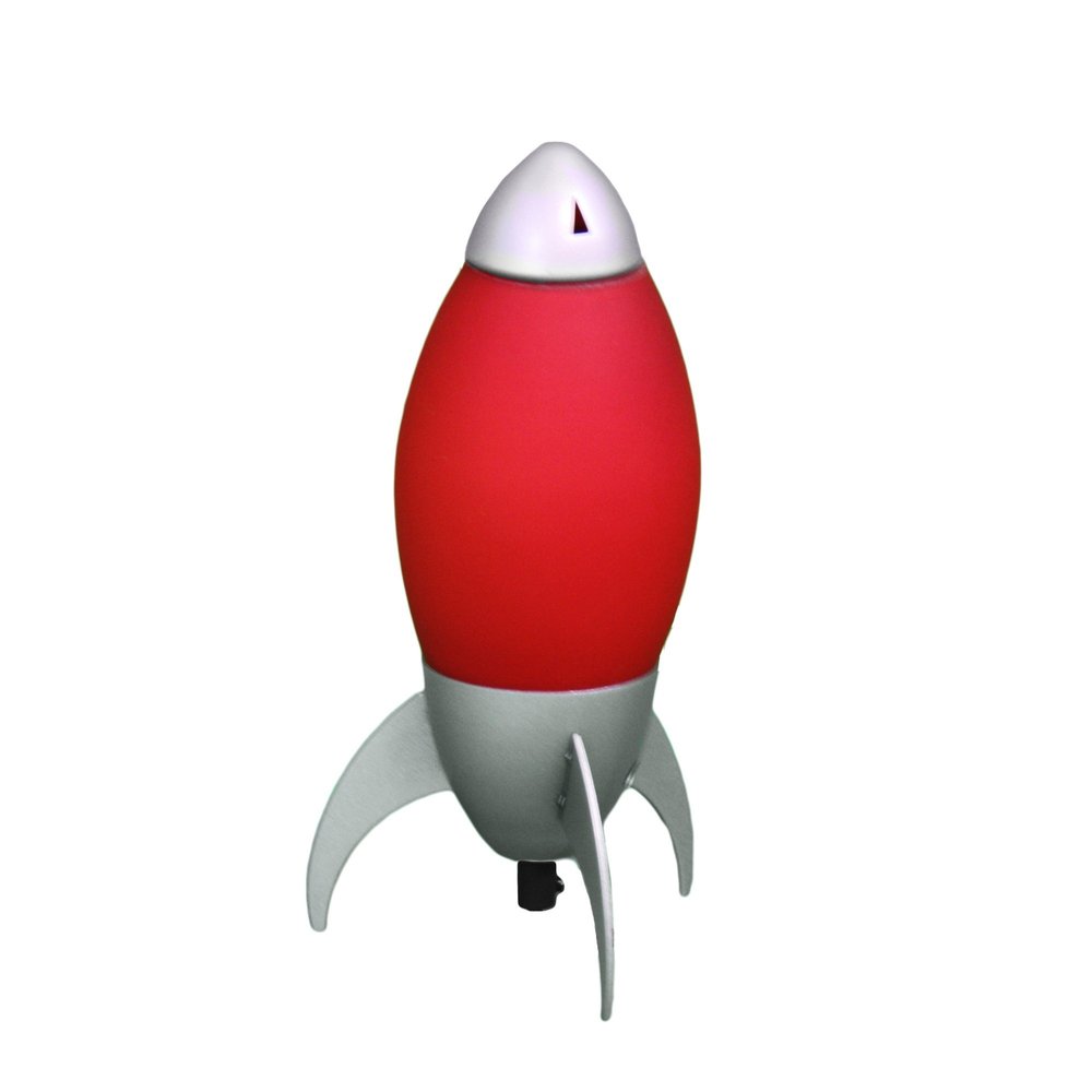 11" Yellow And Silver Acrylic And Metal Rocket Shaped Bedside Lamp
