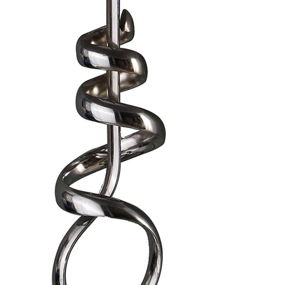 22" Nickel Bedside Table Lamp With Off White Drum Shade