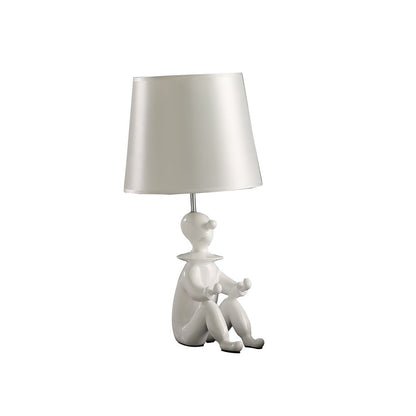 21" White Novelty Clown Table Lamp With White Empire Shade