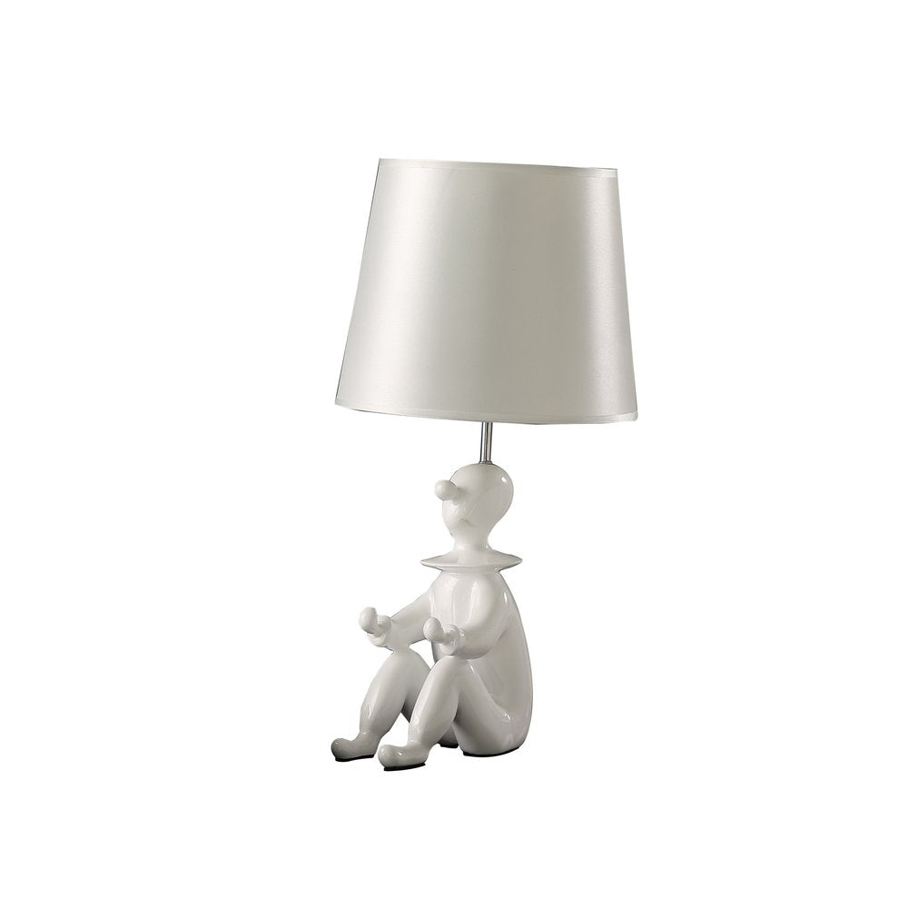21" White Novelty Clown Table Lamp With White Empire Shade