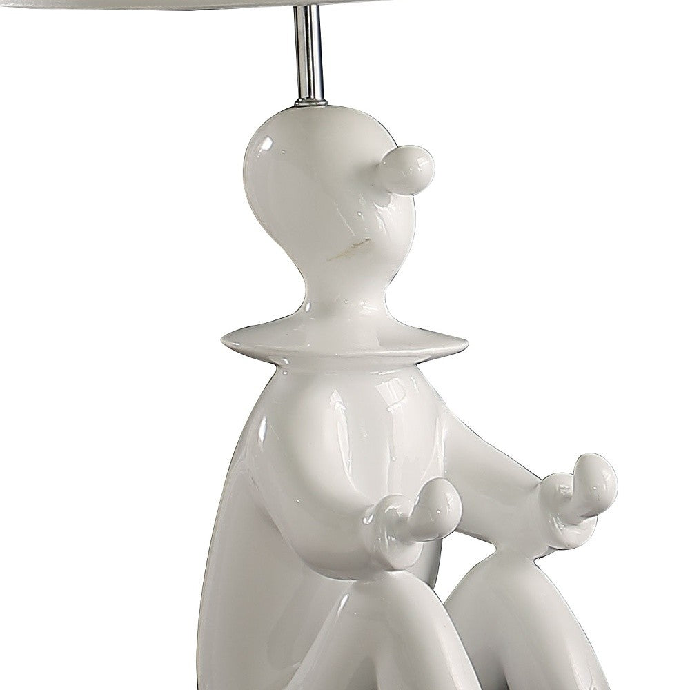 21" White Novelty Clown Table Lamp With White Empire Shade