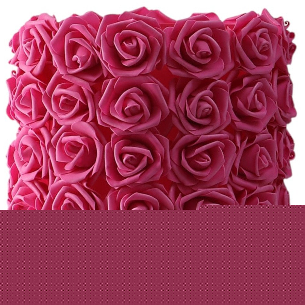 18" Silver Bedside Led Table Lamp With Red Flowers Drum Shade