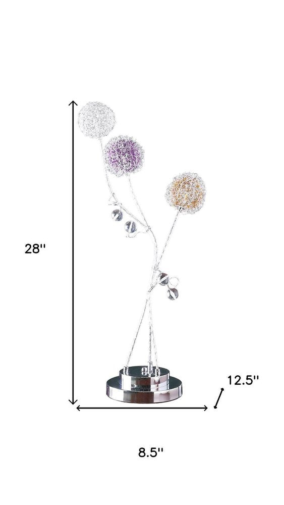 28" Clear Three Light Bedside Led Table Lamp