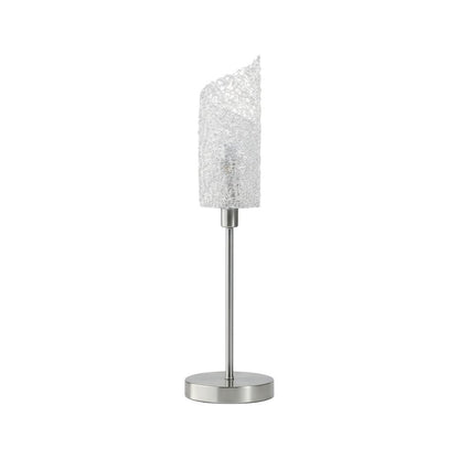 22" Silver Bedside Table Lamp With White Swirl Novelty Shade