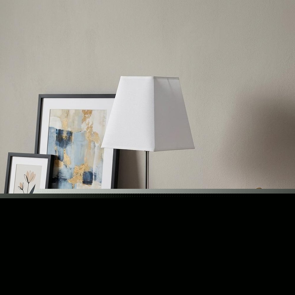 19" Silver Bedside Table Lamp With White Empire Shade