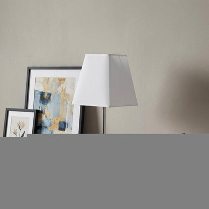 19" Silver Bedside Table Lamp With White Empire Shade