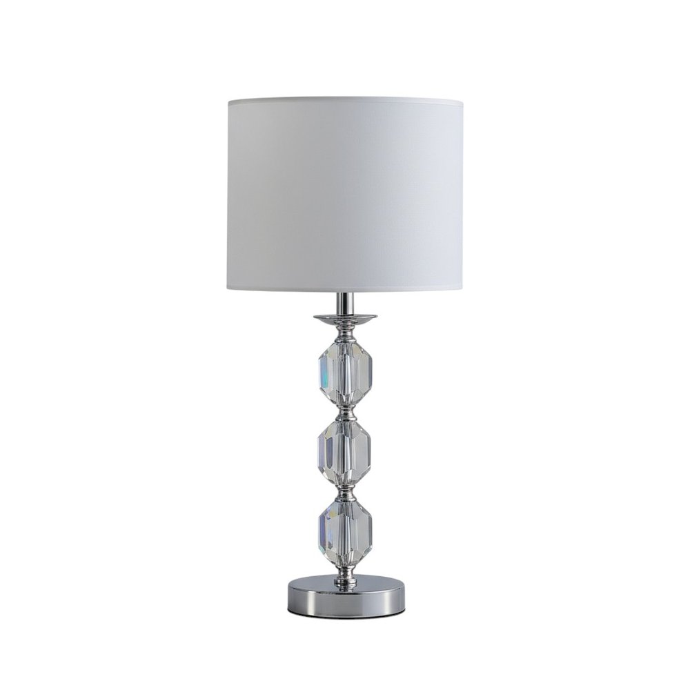 21" Silver Bedside Table Lamp With White Drum Shade
