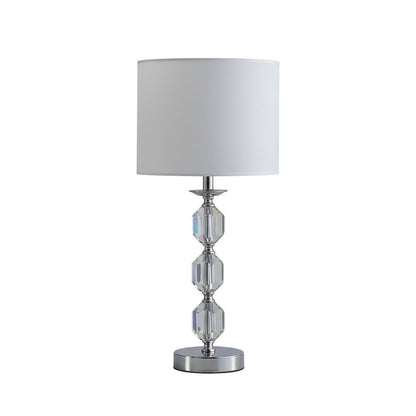 21" Silver Bedside Table Lamp With White Drum Shade