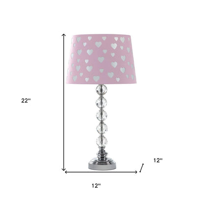 22" Crystal With Pink And White Dot Shade Table Lamp