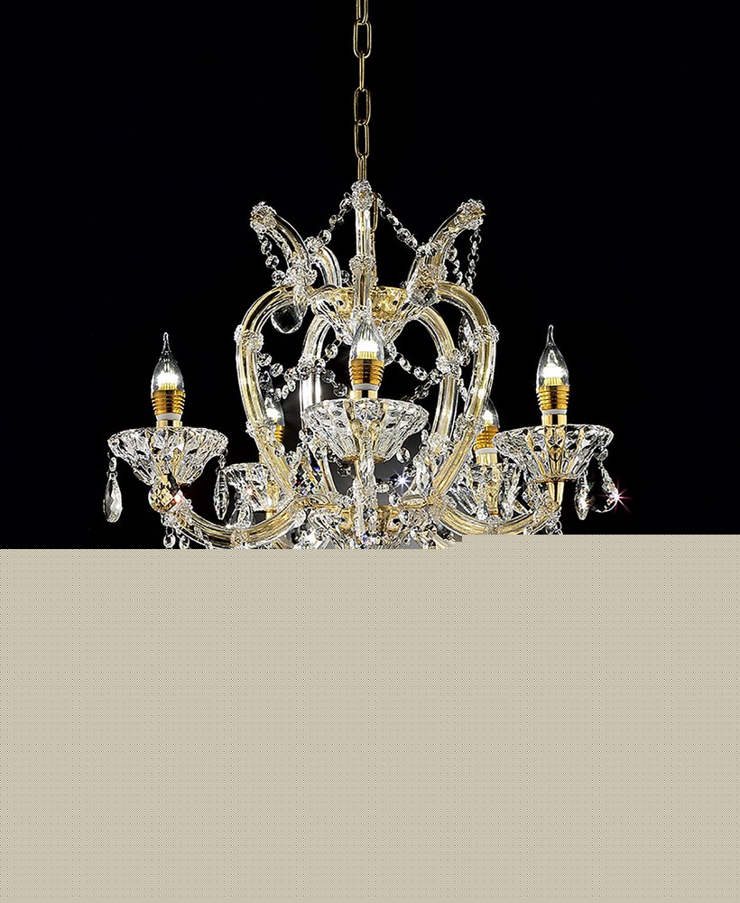 Five Light Glam Gold and Faux Crystal Chandelier