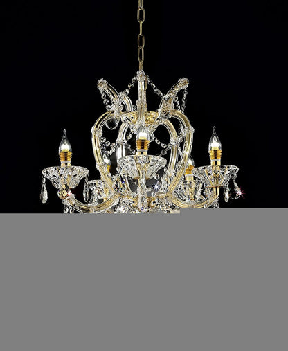 Five Light Glam Gold and Faux Crystal Chandelier