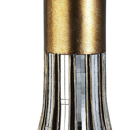 16" Gold and Black Striped Bud Polyresin Table Vase