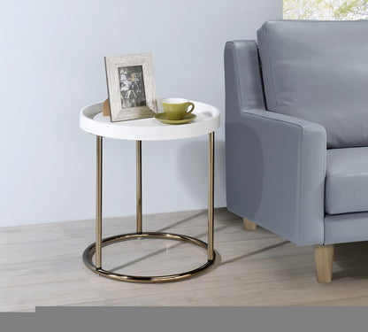 22" Copper And White Round End Table