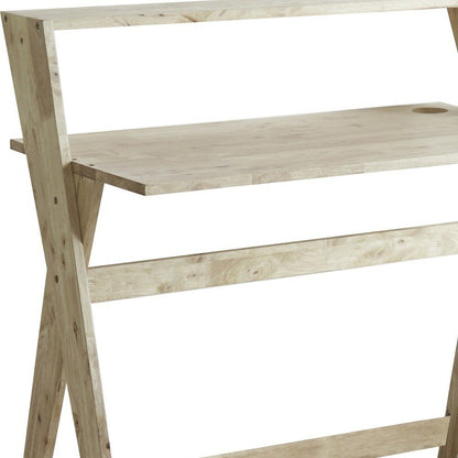 37" Natural Wood Writing Desk