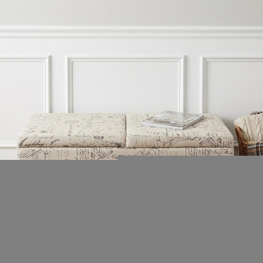 Black and White Vintage Postcard Print Dual Lift Storage Bench