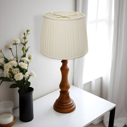 20" White Linen Lampshade with Side Pleats