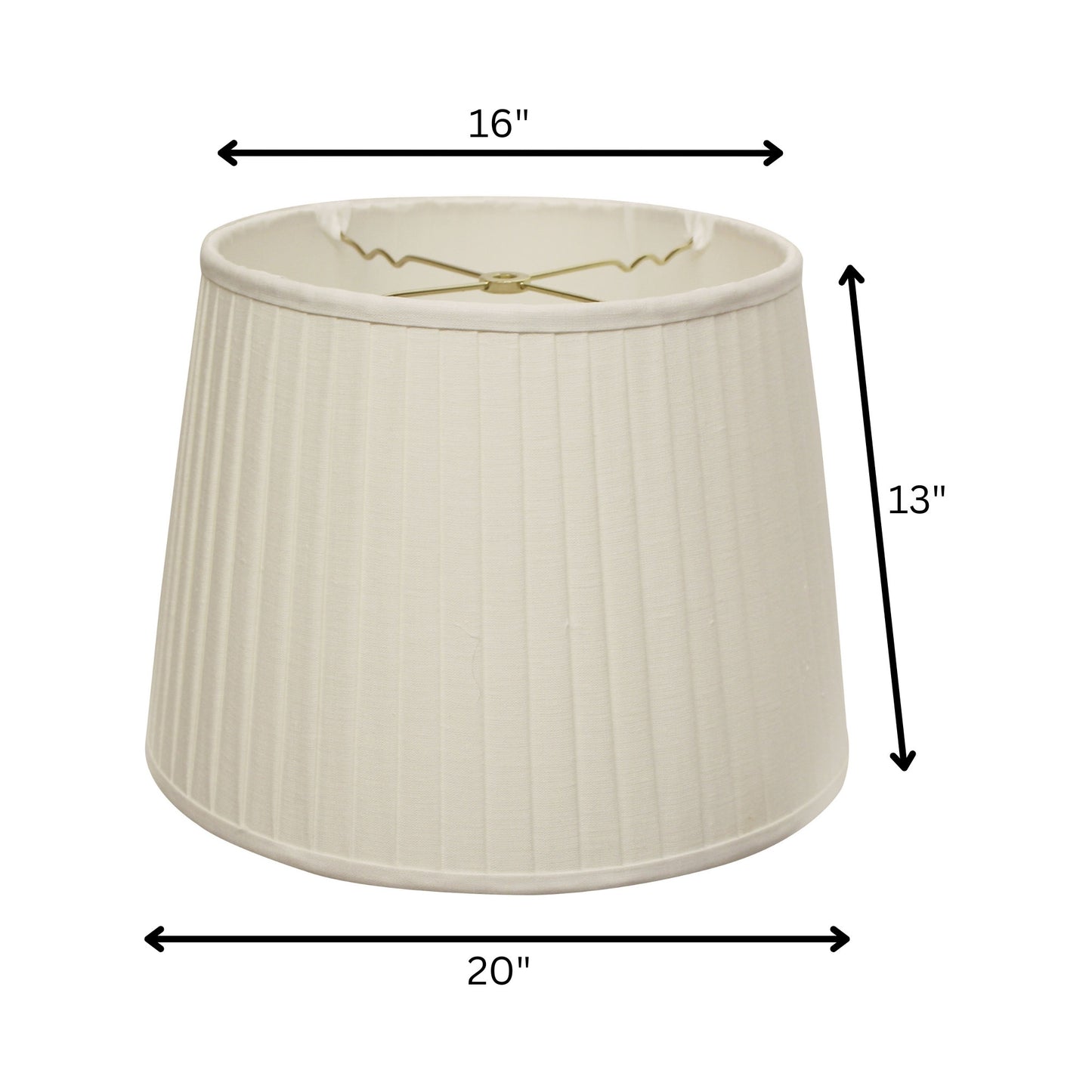 20" White Linen Lampshade with Side Pleats