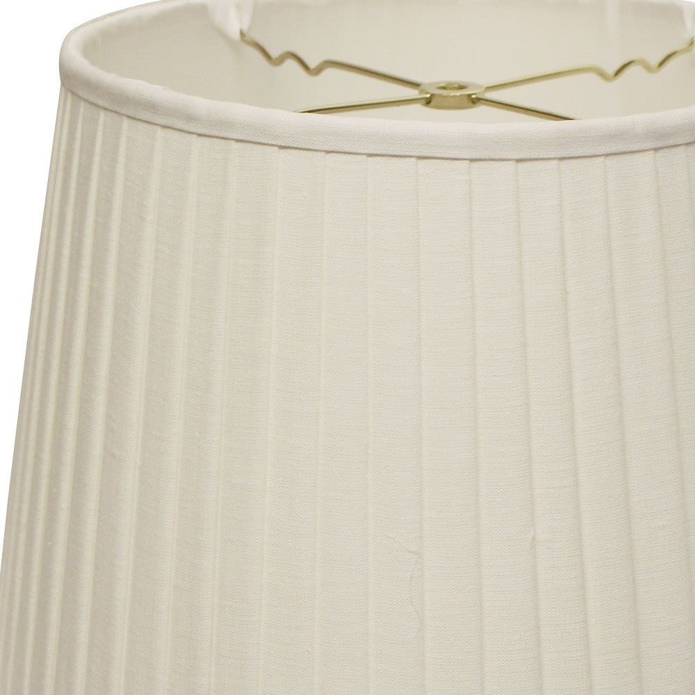 20" White Linen Lampshade with Side Pleats