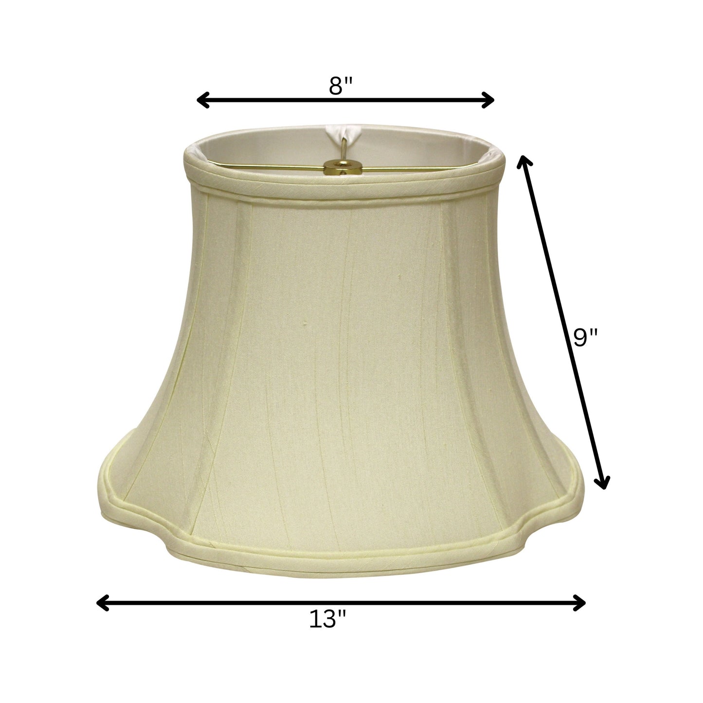 13" Ivory Reversed Oval Monay Shantung Lampshade