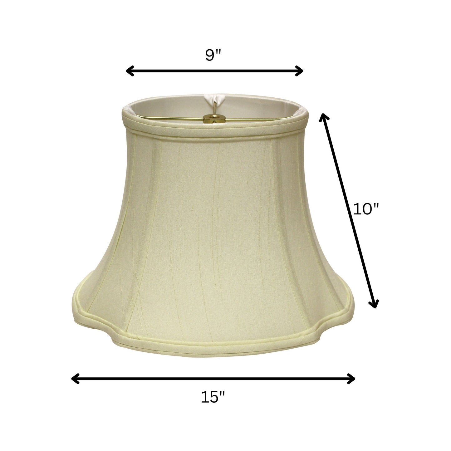15" Ivory Reversed Oval Monay Shantung Lampshade