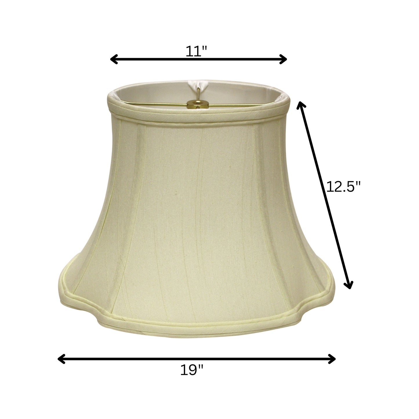 19" Ivory Reversed Oval Monay Shantung Lampshade