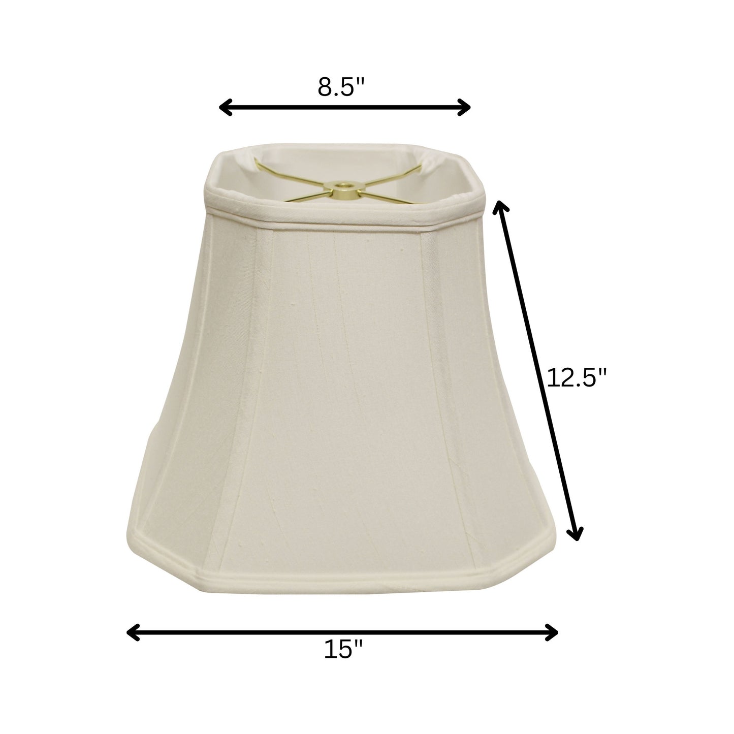 15" White Slanted Square Bell Monay Shantung Lampshade