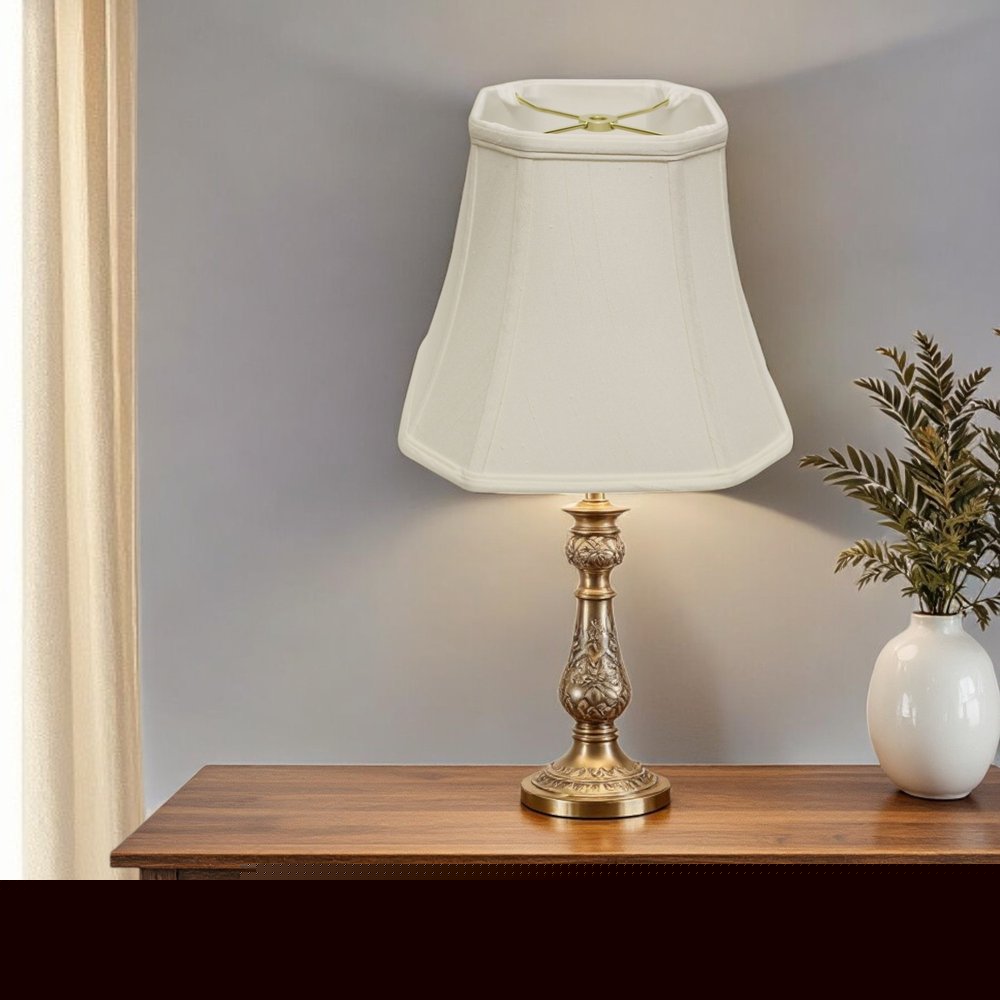 White Monay Shantung Silk Square Lamp Shade