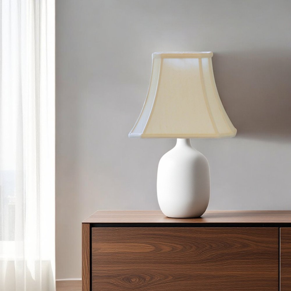 White Monay Shantung Silk Bell Lamp Shade