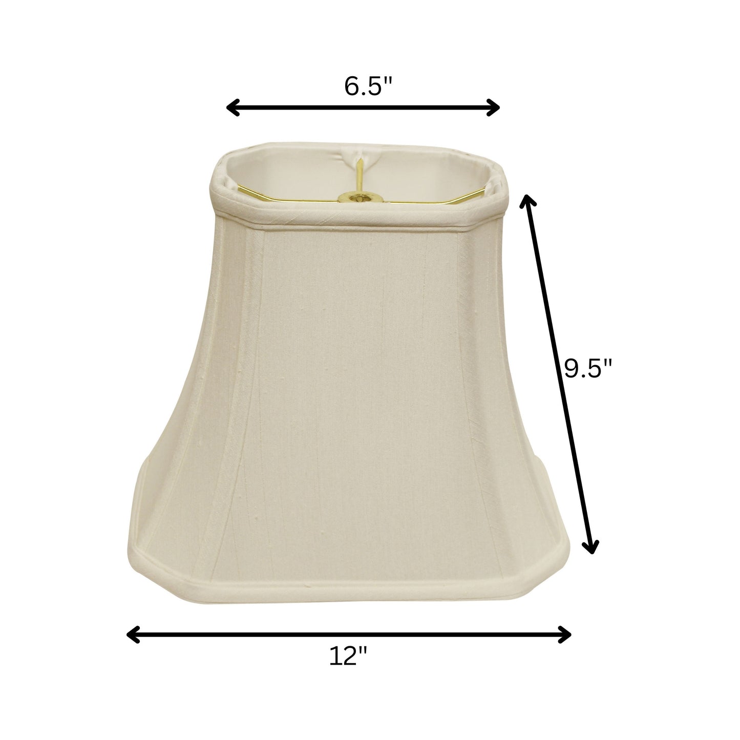 12" White Slanted Rectange Bell Monay Shantung Lampshade