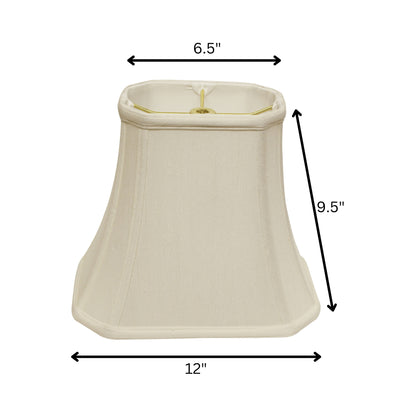 12" White Slanted Rectange Bell Monay Shantung Lampshade