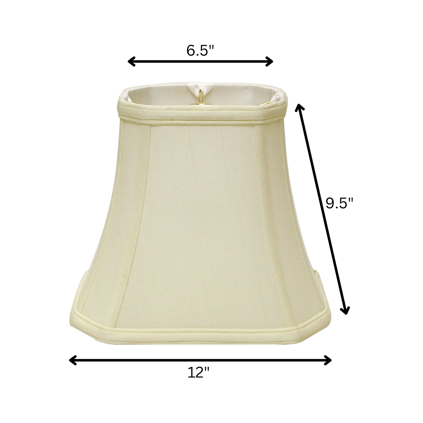 12" Ivory Slanted Rectangle Bell Monay Shantung Lampshade