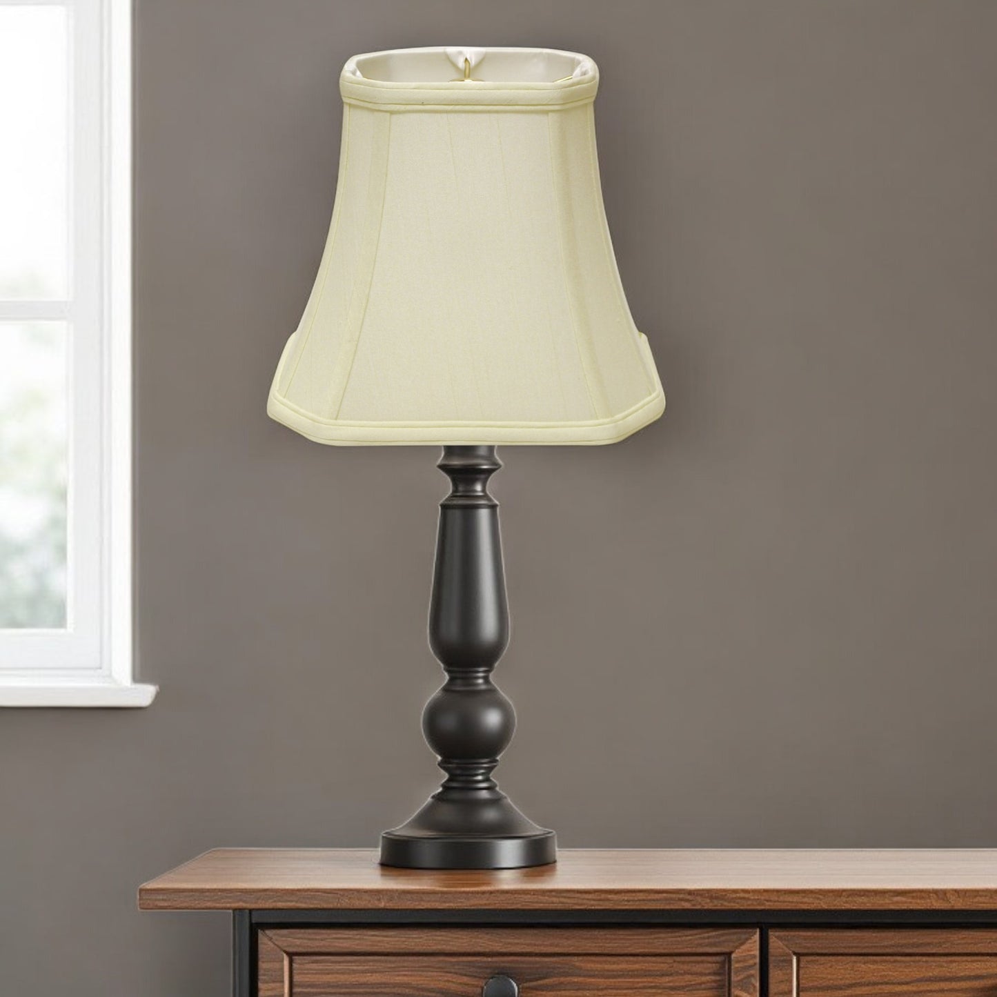 18" Ivory Slanted Rectangle Bell Monay Shantung Lampshade