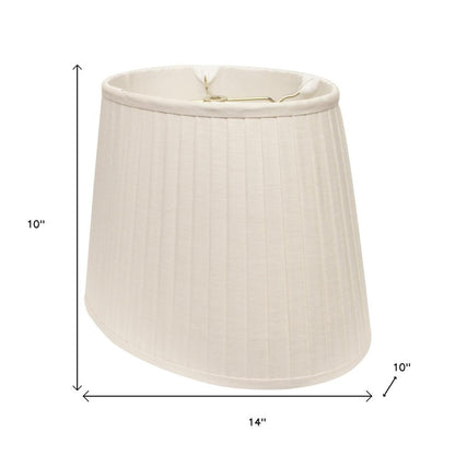 White Linen Pleated Oval Lamp Shade